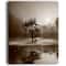 Designart - Alone Tree on Island in Sepia - Extra Large Wall Art Landscape